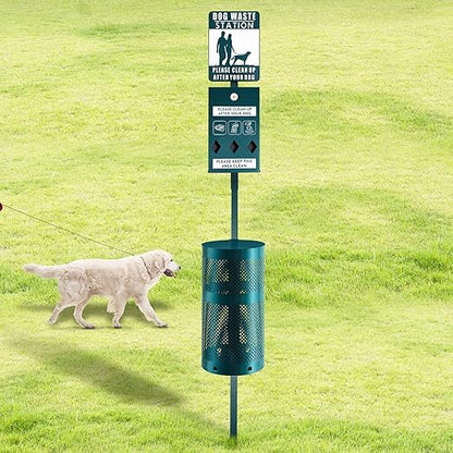 Qinyoung Dog Waste Station Galvanized Steel Outdoor Pet Bin by Qinyoung
