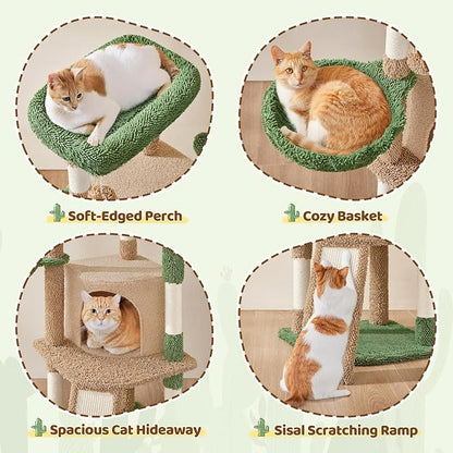 Yaheetech Cactus Cat Tree, 42in Cat Tower - Image 4