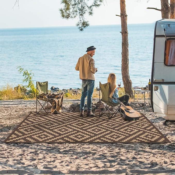 GENIMO Outdoor Rug for Patio Clearance, Lightweight Waterproof RV Camping Mat - Image 2