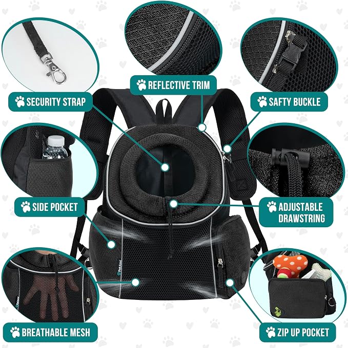PetAmi Dog Front Carrier Backpack, Ventilated Adjustable Dog Pet Cat Chest - Image 4