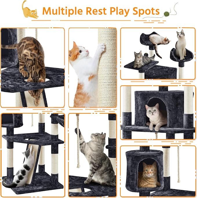 Yaheetech 79 in Cat Tree Tower, Comfy Basket, Sisal Scratching Posts - Image 5