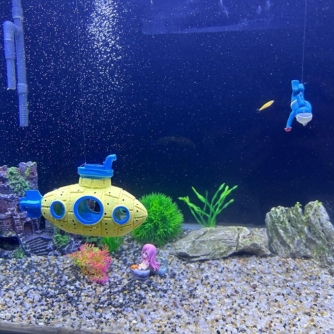 Floating Fish Tank Decoration, LittleCute Retro Submarine AquariumDecoration - Image 6