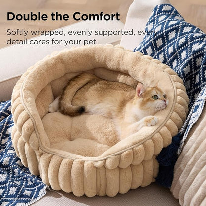 Bedsure ComfyFleece™ Small Cat Bed, Washable Round Cute Pet Beds - Image 2