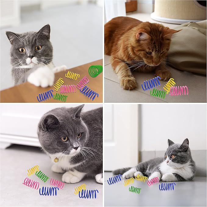 Cat Spring Toys 30 Packs, Plastic Colorful Springs Cat Toys - Image 5