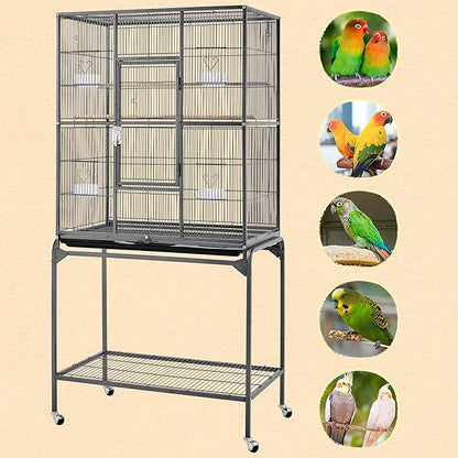 Yaheetech 63-Inch Wrought Iron Rolling Large Bird Cage - Image 3