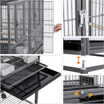 Yaheetech 41.5" Stackable Divided Breeder Breeding Parakeet Bird Cage - Image 6