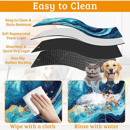 Dog Bowl Mat, Flowing Absorbent Dogs Placemat - Image 5