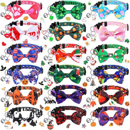 Kacctyen 18 Pcs St. Patrick's Day Cat Collars Bulk Holiday Cat Collars by Kacctyen