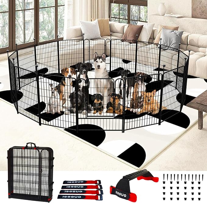 Dog Playpen Outdoor for Medium/Large Dogs 36'' High, Heavy Duty Dog Playpen by IGOOUO