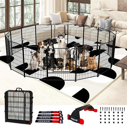 Dog Playpen Outdoor for Medium/Large Dogs 36'' High, Heavy Duty Dog Playpen by IGOOUO