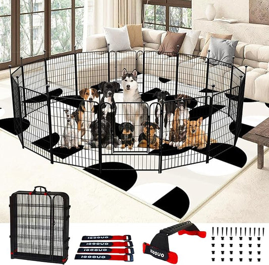 Dog Playpen Outdoor for Medium/Large Dogs 36'' High, Heavy Duty Dog Playpen by IGOOUO