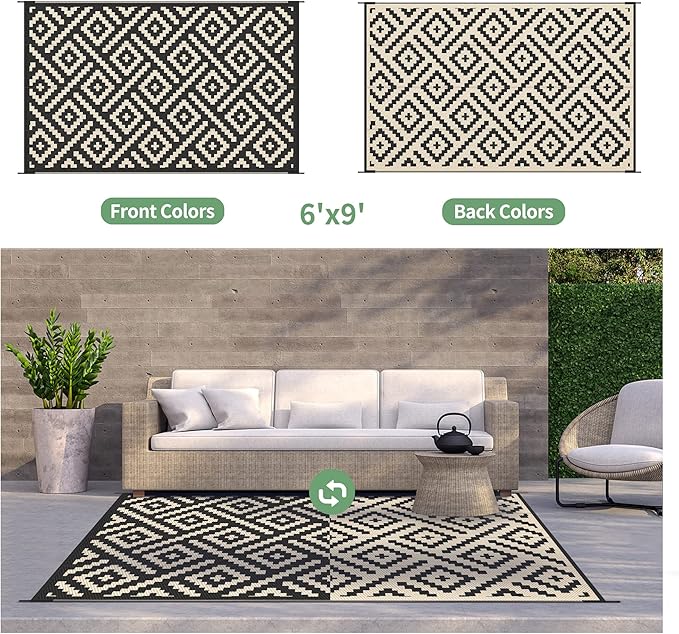 GENIMO Outdoor Rug for Patio Clearance, Reversible Plastic Camping Rugs - Image 4