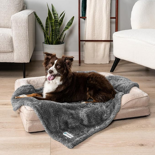 PetAmi Dog Blanket for Small Medium Dogs Grey, Fluffy Soft Puppy Blanket - Image 2