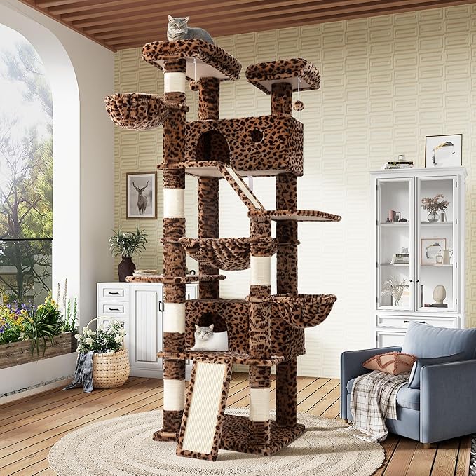 SHA CERLIN 81in Multi-Level Tall Cat Tree Tower by SHACERLIN