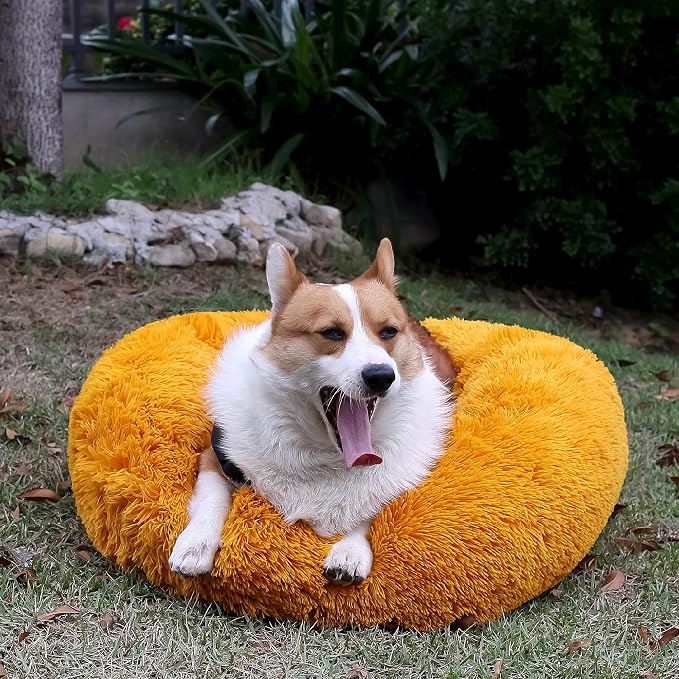 Calming Dog Bed for Medium Dogs Washable Donut 30 inches Anti-Slip Pet Bed by nononfish