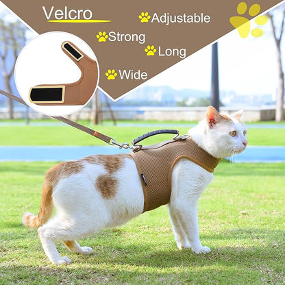 Cat Harness and Leash for Walking Escape Proof Breathable Mesh Fabric, Solid - Image 5