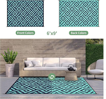 GENIMO Outdoor Rug for Patio Clearance, Reversible Plastic Straw Rugs for RV - Image 4