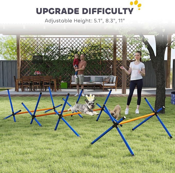 PawHut 4 Pieces Dog Agility Training Equipment, Dog Agility Course Backyard Set - Image 5