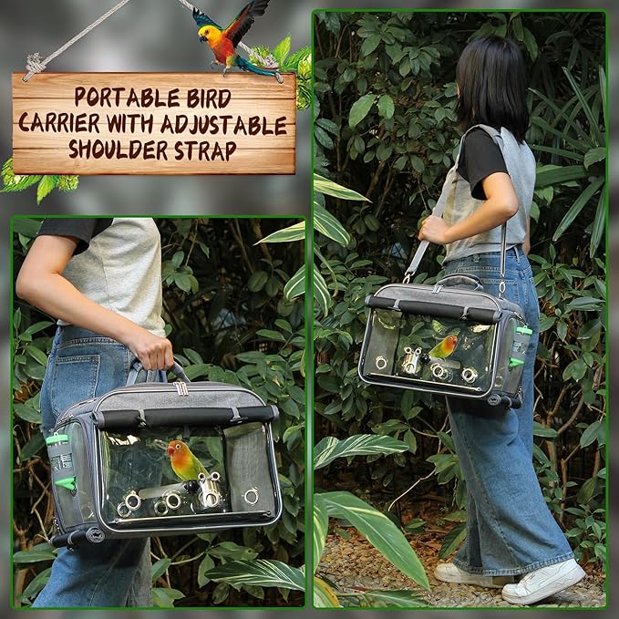Suertree Bird Carrier Airline Approved, Bird Travel Cage - Image 5