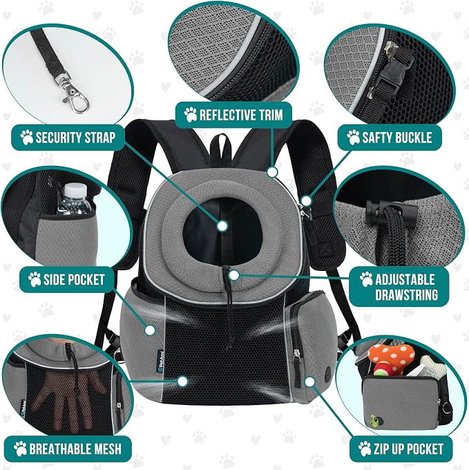 PetAmi Dog Front Carrier Backpack, Ventilated Adjustable Dog Pet Cat Chest - Image 4