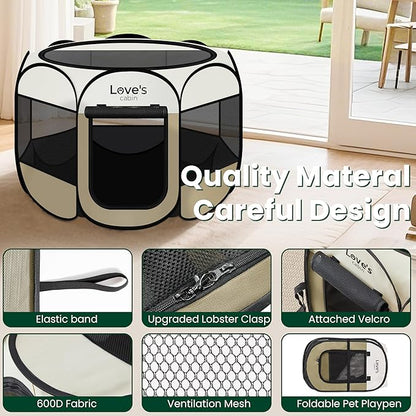 Love's cabin Pet Puppy Dog Playpen, Medium Dog Tent Crates Cage Indoor/Outdoor - Image 5