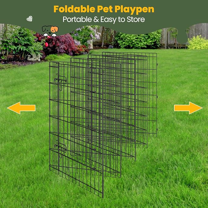 Yaheetech 34" High 8 Panel Foldable Metal Dog Exercise Pen Pet Playpen Dog - Image 4