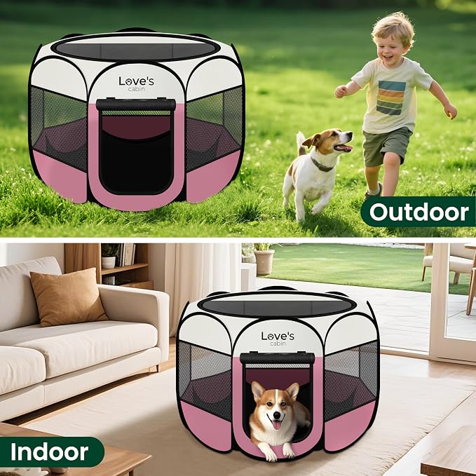 Love's cabin Pet Puppy Dog Playpen, Large Dog Tent Crates Cage Indoor/Outdoor - Image 6