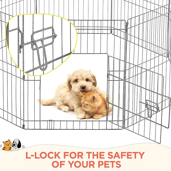 Yaheetech 24" High 8 Panel Foldable Metal Dog Exercise Pen Pet Playpen Dog - Image 8