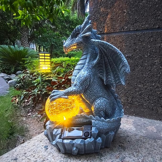 Dragon Solar Garden Statues Outdoor Decoration by Yardancer