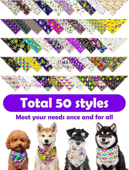 PET SHOW 50 Pack Mardi Gras Dog Bandanas Bulk - Image 5