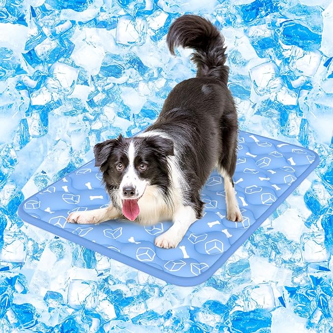 Rywell Dog Cooling Mat 2.0, Ocean Blue, Long-Lasting Cool by Rywell