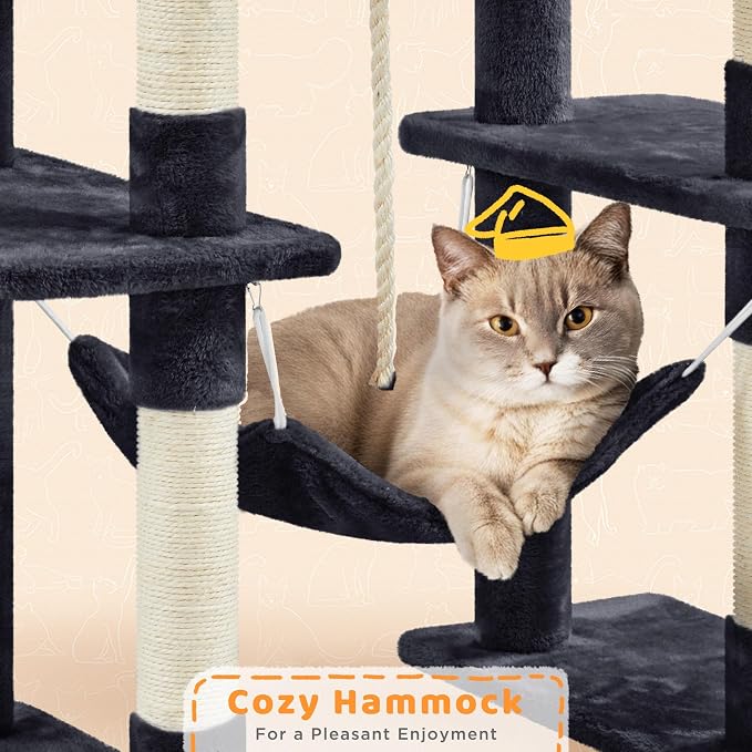 Yaheetech Cat Tree, 82.5in Extra Large Tower w/Cute Perches, Cozy Condo - Image 8