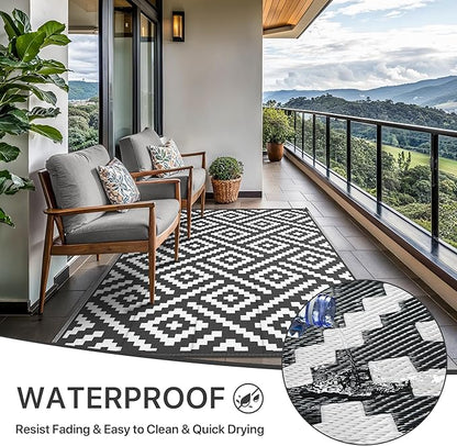 GENIMO Outdoor Rugs 8x10 Waterproof, Reversible Mats, Area Plastic Straw Rug - Image 6