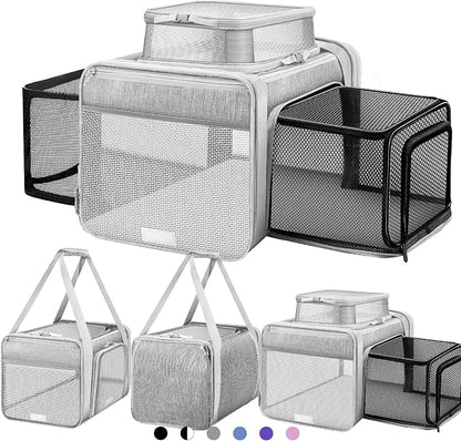 Top and 2 Sides Expandable Cat Carrier 17x11x11, TSA Airline Approved Dog by SHARLOVY