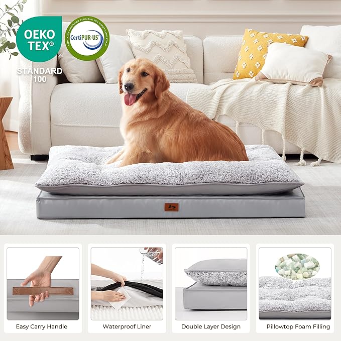 2-Pack XL Waterproof Dog Bed Large Size Dogs, Plush Cushion & Orthopedic - Image 6