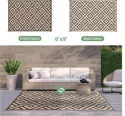 GENIMO Outdoor Rug for Patio Clearance, Reversible Plastic Straw Rugs for RV - Image 3