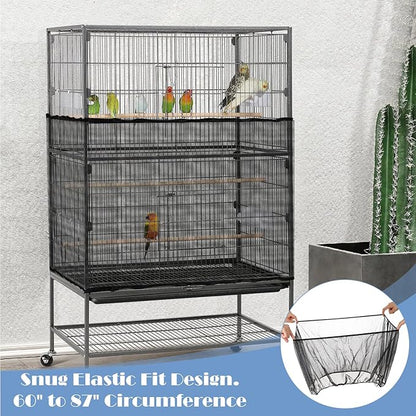 Bird Cage Cover 2 Pcs Universal Bird Cage Seed Catcher Parrot Nylon Mesh Net - Image 3