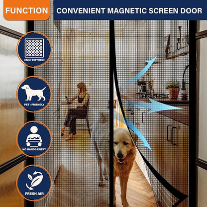 Magnetic Screen Door，Fiberglass Screen Door Mesh，Keep Bugs Out, Heavy-Duty Mesh - Image 6