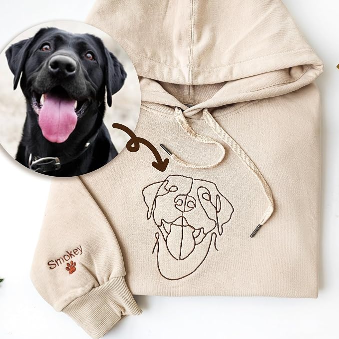 GODLOVER Custom Embroidered Dog Mom Sweatshirt and Hoodie, Line Art Dog Cat - Image 4