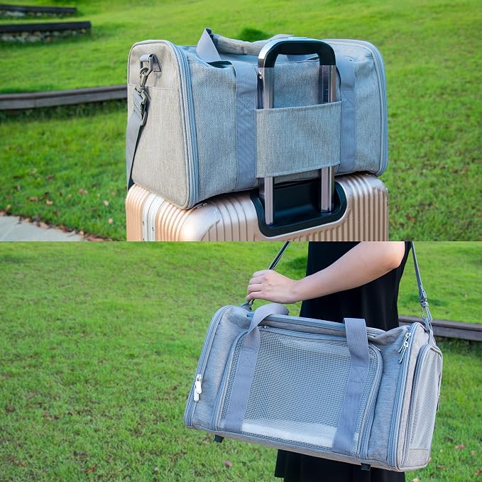Soft Sided Carrier for Small Medium Cats Dogs, Removable Pad Collapsible Travel - Image 8