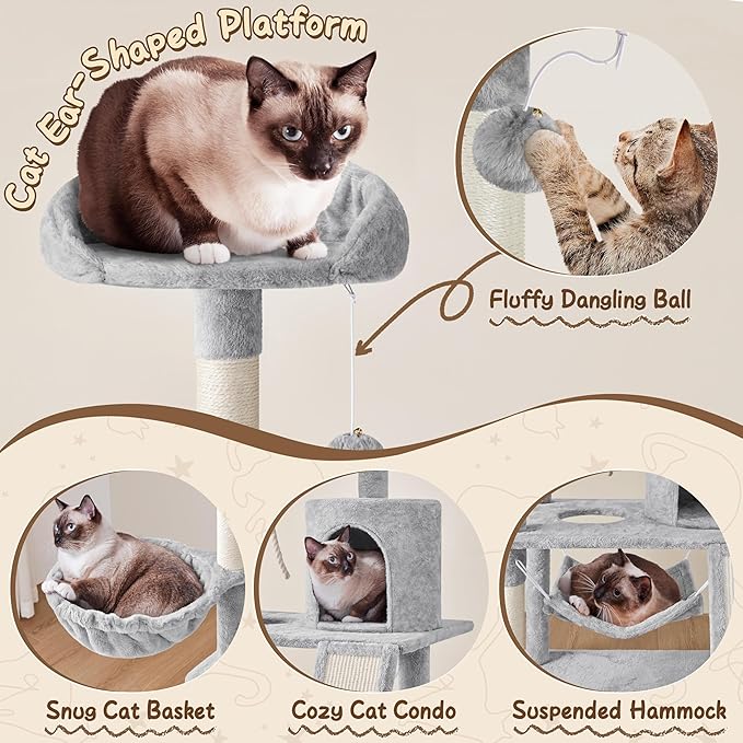 Yaheetech 63.5in Multi-Level Cat Tree Tower Condo - Image 3