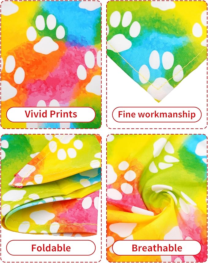 PET SHOW 50 Pack Paw Pattern Big Dog Bandanas Bulk XL Washable Triangle Bibs - Image 4