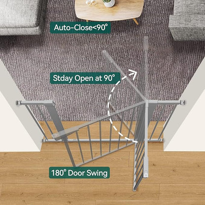 BABELIO 36" Tall Baby Gate, 26-40" Wide Auto Close Pet Gate, PressGuard C5 - Image 4