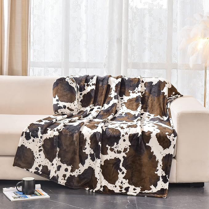 Bnuitland Brown Cow Print Throw Blanket - Image 9