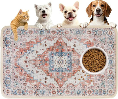 PUPTECK Dog Food Mat, Absorbent Pet Feeding Bowl Mat, Non-Slip Dog Mat by PUPTECK