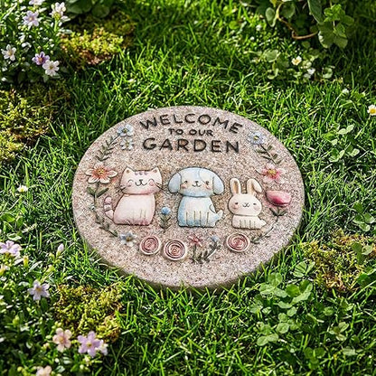 Garden Stepping Stones Outdoor, 9.8" Resin Pet Cat Dog Bunny Stepping Stone - Image 5