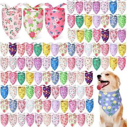 200 Pcs Spring Dog Bandanas Bulk Floral Dog Bandanas by Jeere
