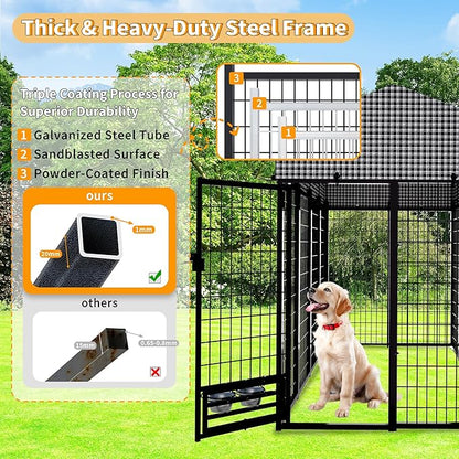 Large Dog Kennel Outside with Roof, Heavy-Duty Indoor Outdoor Dog Run Dog - Image 5