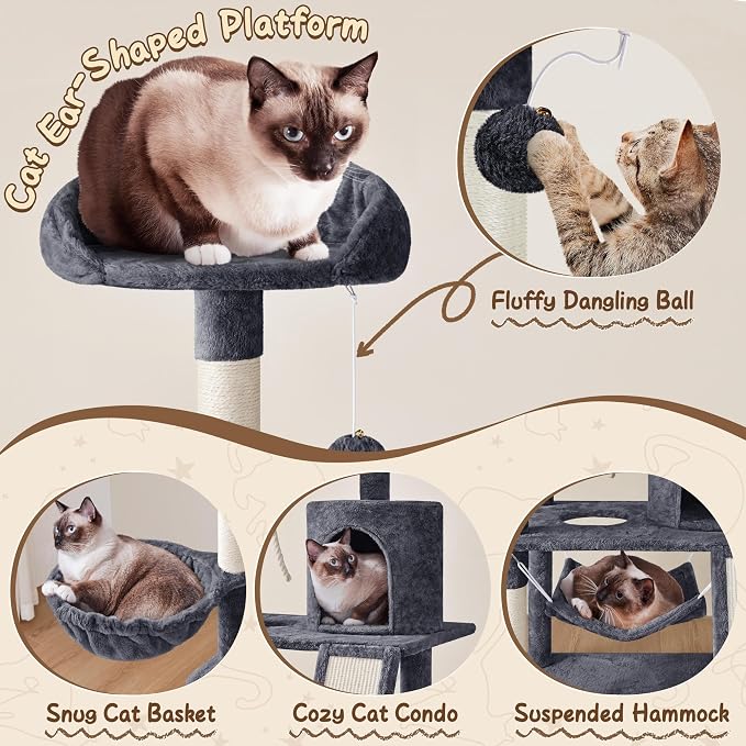 Yaheetech 63.5in Multi-Level Cat Tree Tower Condo - Image 4