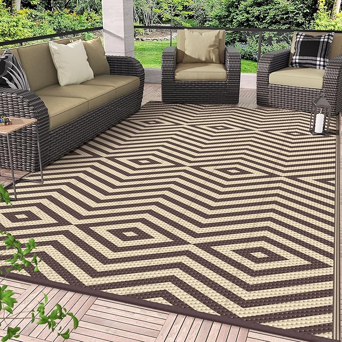GENIMO Outdoor Rug for Patio Clearance, Lightweight Waterproof Modern RV by GENIMO